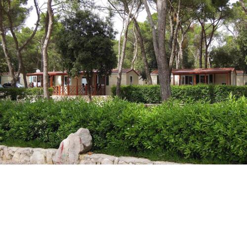 Mobile homes in Camp Soline at Biograd, with sand- and pebble beach
